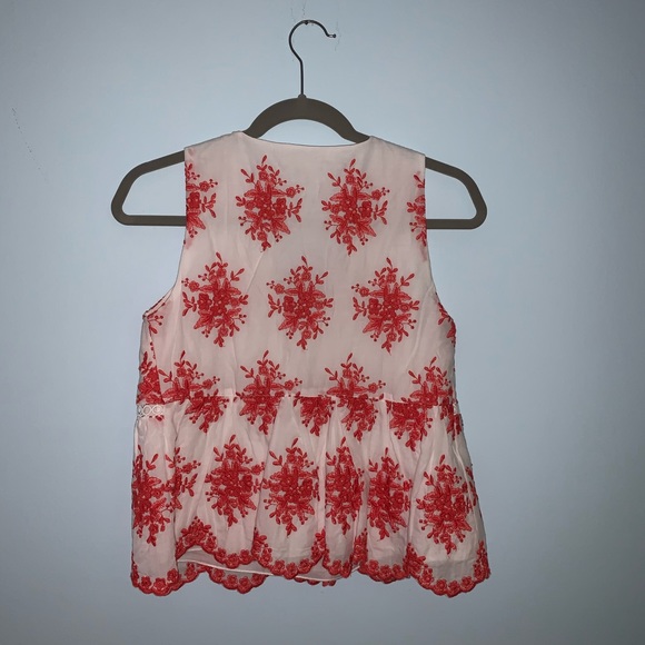 White and Red Floral Blouse/Tank - Picture 2 of 3